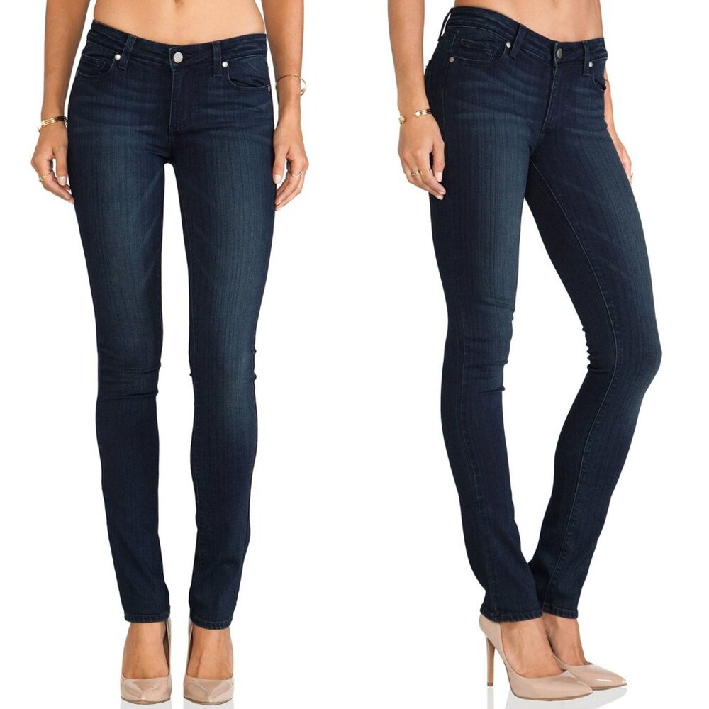 New PAIGE Skyline Straight Leg Mid Rise Transcend Jeans Midlake sz 26 Denim NWT